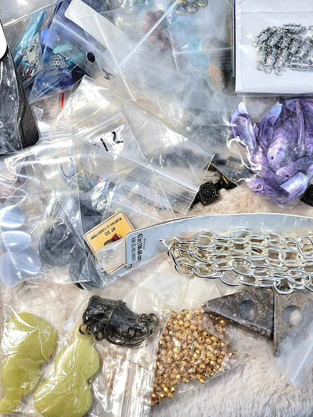 HUGE 4.5lb Destash Lot Jewelry Making Beads Findings Cabachons Various Mats #K